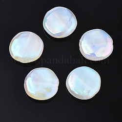 Perles acryliques placage irisé arc-en-ciel, perles de paillettes, plat rond, blanc, 17.5x5mm, Trou: 1.2mm