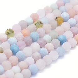 Chapelets de perles en morganite naturelle, mat, ronde, 6mm, Trou: 1mm, Environ 63~70 pcs/chapelet, 15.35 pouce (39 cm)