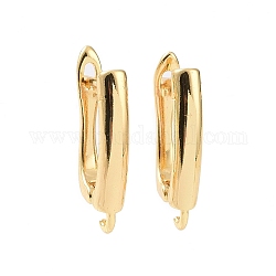 Brass Hoop Earring Findings, Latch Back with Horizontal Loops, Golden, 18x10x3mm, Hole: 2mm, Pin: 1mm