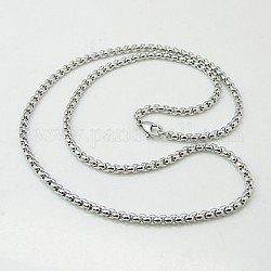 304 colliers en acier inoxydable colliers chaîne rolo pour hommes, avec fermoir pince de homard, couleur inoxydable, 18.89 pouce (48 cm)