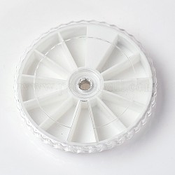 Contenedores de abalorios de plástico redonda planas, blanco, 6.5x1.3 cm, agujero: 0.45 cm