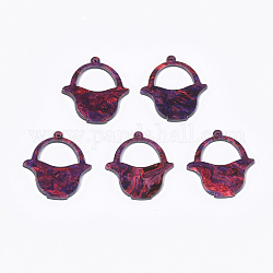 Colgantes de acetato de celulosa (resina), cesta, rojo violeta medio, 30x28x2.5mm, agujero: 1.2 mm