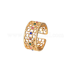 Золотое полое открытое кольцо-манжета из нержавеющей стали, с кубического циркония, красочный, внутренний диаметр: 20.8 мм