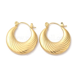 Ion Plating(IP) 304 Stainless Steel Thick Hoop Earrings, Real 14K Gold Plated, 25x23x3mm