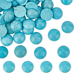 SUNNYCLUE 1 Box 50Pcs Gemstone Cabochons 16mm Round Cabochon Synthetic Turquoise Stone Flatbacks Half Round Loose Gemstones Beads No Hole Dome Blue Cabochons for Jewelry Making DIY Earrings Adult