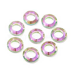 Verbindungsringe aus transparentem Glas galvanisieren, Kristall kosmischer Ring, Prismenringe, facettiert, runden Ring, lila, 14x3.5 mm, Innendurchmesser: 8 mm