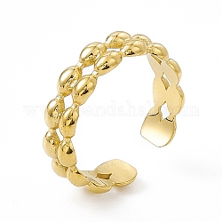 Placage ionique (ip) 304 anneau de manchette en acier inoxydable pour femme, anneaux ouverts en forme de perle ovale, véritable 14k plaqué or, 5mm, diamètre intérieur: taille américaine 6 3/4 (17.2 mm)