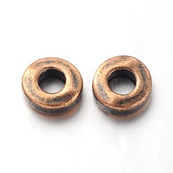 Tibetan Style Alloy Beads, Cadmium Free & Lead Free, Donut, Red Copper, 6x2mm, Hole: 2.5mm