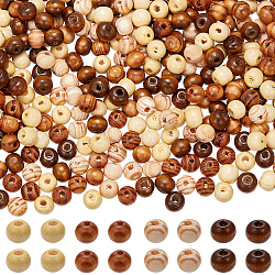 Gorgecraft 400 pièce de perles en bois naturel de 4 couleurs, perles en bois brut de 8 mm de diamètre, trou de 2~3 mm, perles d'espacement rondes, boules pour bricolage, perles, artisanat, collier, bracelet, fabrication de bijoux, ornements à suspendre