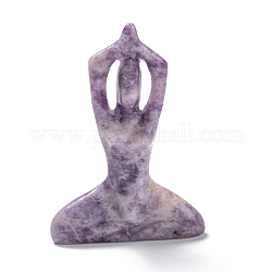 Decorazioni della dea dello yoga in giada lilla naturale, regalo di guarigione del cristallo reiki, decorazioni per esposizione domestica, 13~14x49~51x73mm