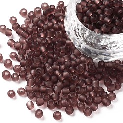 6/0 Perlas de semillas de vidrio, colores esmerilado, redondo, agujero redondo, marrón rosado, 6/0, 4mm, agujero: 1~1.5 mm, aproximamente 500 unidades / 50 g, 50 g / bolsa, 18 bolsas/2 libras