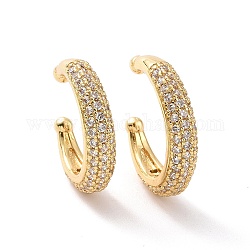 Clear Cubic Zirconia Cuff Earrings, Brass Non Piercing Jewelry for Women, Real 18K Gold Plated, 16x18x3.5mm, Inner Diameter: 13mm