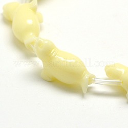 Synthetic Coral Beads Strands, Dyed, Fur seal, Lemon Chiffon, 22x13x9mm, Hole: 1mm, about 20pcs/strand, 18.89inch