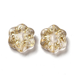 Transparent perles acryliques de placage, métal doré enlaça, fleur, clair, 18.5x17x6.5mm, Trou: 1.5mm