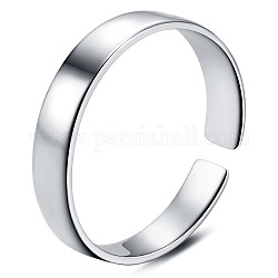 925 anello a polsino aperto in argento sterling placcato rodio, semplice anello impilabile per le donne, platino, 4mm, misura degli stati uniti 5 1/4 (15.9mm)