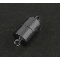 Латунные магнитные застежки с петлями, колонка, без никеля , металлический черный, 17x7 мм, отверстие : 1.5 мм