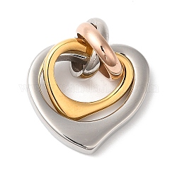 Placcatura ionica (ip) 304 ciondoli in acciaio inossidabile, con anello di salto, fascino cuore, colore misto, 24.5x20.5x5mm