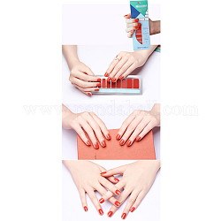 Блестящие однотонные полоски лака для ногтей наклейки, с пилкой для ногтей и спиртовым тампоном, для женщин и девочек diy нейл-арт, оранжево-красный, 14.5x7.5 см