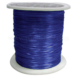 Flache elastische Kristallschnur, elastischer Perlenfaden, für Stretcharmbandherstellung, gefärbt, Blau, 0.8 mm, ca. 65.61 Yard (60m)/Rolle