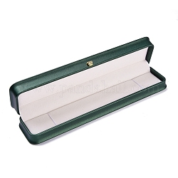 Caja de collar de cuero de pu, con corona de hierro dorado, para la boda, caja de almacenamiento de joyas, Rectángulo, verde oscuro, 9-3/8x2-1/4x1-1/2 pulgada (23.9x5.6x3.7 cm)