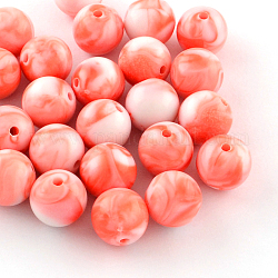 Opaque Acrylic Beads, Round, Coral, 8mm, Hole: 1.5mm, about 1800pcs/500g