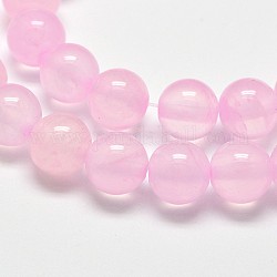 Chapelets de perles rondes teintes en jade vert naturel, rose, 8mm, Trou: 0.8mm, 50 pcs / chapelet, 15.5 pouce