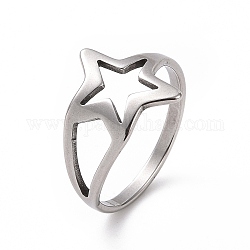 201 кольцо в виде звезды из нержавеющей стали, полое широкое кольцо для женщин, цвет нержавеющей стали, размер США 6 1/2 (16.9 мм)