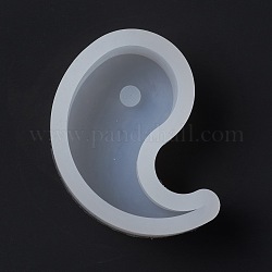 Stampi in silicone alimentare magatama metà ying e yang, stampi per candele profumate, stampo per sapone, bianco, 9.1x6.6x3.3cm, diametro interno: 7.6x5.3 cm