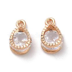 teardrop, Alloy Charms, with Cubic Zirconia, Light Gold, 13x8x6mm, Hole: 1mm