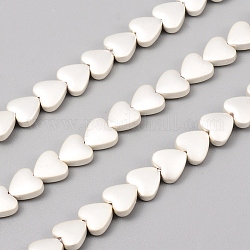 Chapelets de perles en hématite synthétique électrolytique sans magnétiques, mat, cœur, Plaqué Argent, 6x6x2.5mm, Trou: 0.8mm, Environ 72 pcs/chapelet, 15.75 pouce (40 cm)