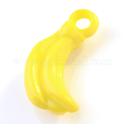 Pendente acrilico opaco, banana, giallo, 23x13x7mm, Foro: 3 mm, circa 640pcs/500g