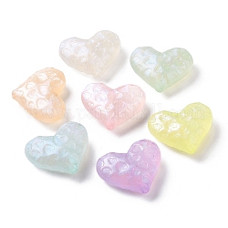 Luminous Acrylic Beads, Glitter Beads, Glow in the Dark, Heart, Mixed Color, 24x29x10mm, Hole: 2mm, about 115pcs/500g