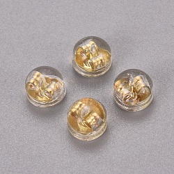 Brass & Plastic Ear Nuts, Earring Backs, Long-Lasting Plated, Half Round, Golden, 5.5x4mm, Hole: 0.6mm