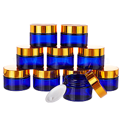 Pot de crème en verre, avec couvercle à vis en pp, bouteille cosmétique rechargeable, colonne, bleu, 52x39.5mm, Trou: 36mm, capacité: 30 ml (1.01 oz liq.)