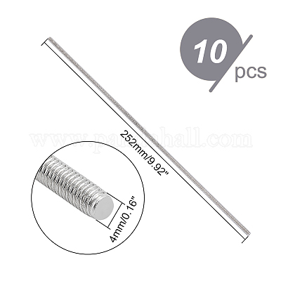 Superfindings 10 pz filettature borchie aste m4 in acciaio inox filettatura  completa perno a barra vite borchie per asta filettata vite filettata lunga  250mm per bulloni di ancoraggio all'ingrosso 