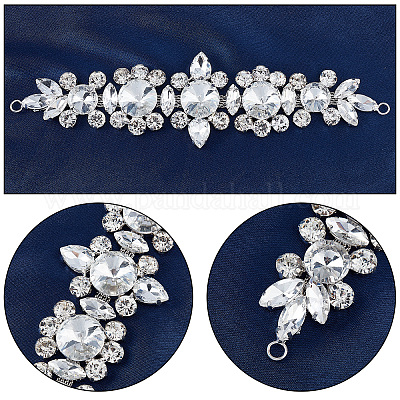 Crystal Rhinestone trim with pearls, beaded rhinestone bridal applique for  wedding gown or Sash(selling per yard)