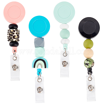Shop OLYCRAFT 4Pcs Silicone Badge Reels Retractable ID Badge Holder Key Reel  with Alligator Clip Bead Retractable Badge Holders for Office Worker Doctor  Nurses Volunteer --4Styles for Jewelry Making - PandaHall Selected