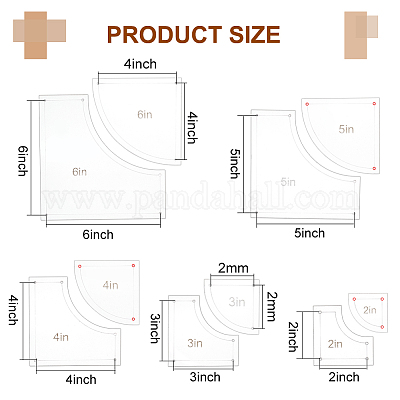 Wholesale BENECREAT 6Pcs Free Motion Quilting Template Set