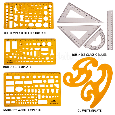 Wholesale CRASPIRE Plastic Drawing Template Ruler Sets 