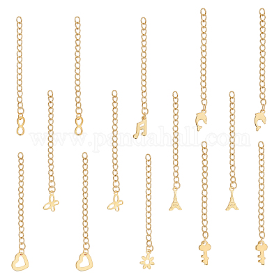 Shop DICOSMETIC 16Pcs 8 Style Stainless Steel Extender Chain  Key/Heart/Dolphin/Flower/Butterfly Necklace Bracelet Extender Chain Set  Golden Tail Chain for Jewelry Making Extensions for Jewelry Making -  PandaHall Selected