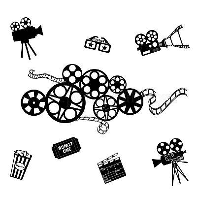SUPERDANT Movie Reel Wall Art Decals Abstract Antique Movie Theater Wall  Decor Beautiful Movie Reel Wall Decor Contemporary Decorative Wall Art Film