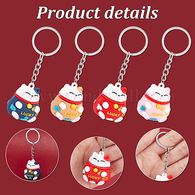 Cat Keychain Cute - Good Luck Fortune Lucky Kitten Car Key Chain