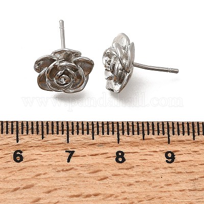 Messing-Blumen-Ohrstecker&nbsp;EJEW-P322-06A-P-1