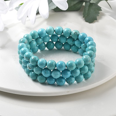 Bracelets extensibles naturels en perle d'howlite&nbsp;BJEW-K212-B-011-1