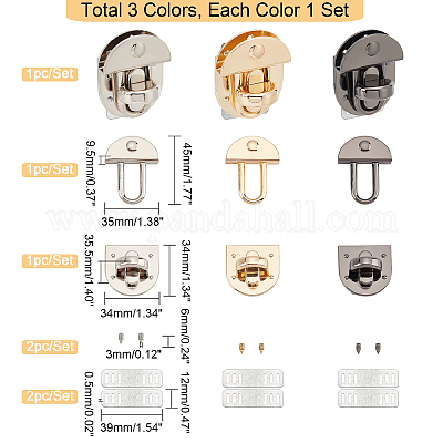 Wadorn 3 set 3 colori gancio per borsa in lega di zinco per forniture per  borse all'ingrosso 