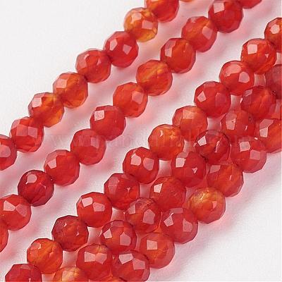 Tiny 2mm natural carnelian beads, Red agate semi precious gemstone