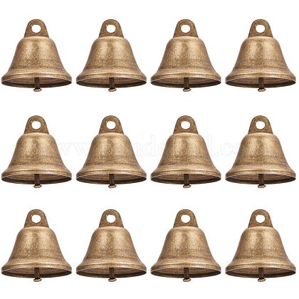 NBEADS 30 PCS 38mm/1.5 Inch Antique Bronze Vintage Jingle Bells for Home Decorations IFIN-NB0001-06-1