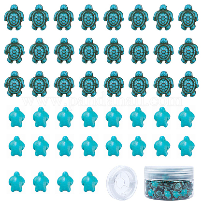 Sunnyclue 100pcs 2 Größen gefärbte synthetische Türkisperlenstränge G-SC0001-59-1