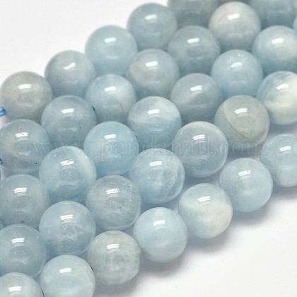 Round Natural Aquamarine Beads Strands G-F289-01-8mm-1