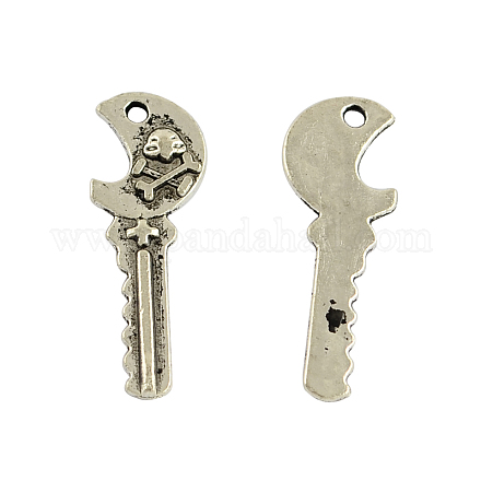 Tibetan Style Alloy Key Pendants TIBEP-2537-AS-FF-1